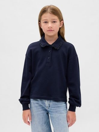 Polo-Sweatshirt aus French Terry mit Spitzenbesatz für Kinder
