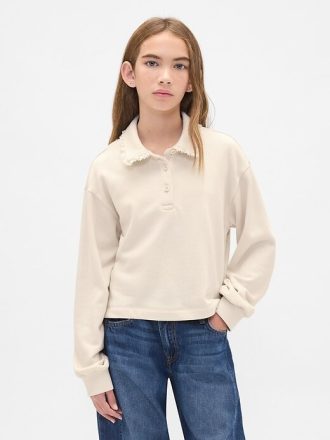Polo-Sweatshirt aus French Terry mit Spitzenbesatz für Kinder