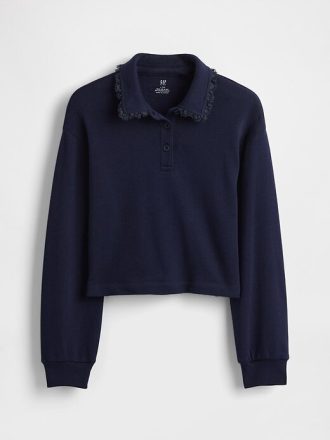 Polo-Sweatshirt aus French Terry mit Spitzenbesatz für Kinder