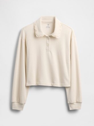 Polo-Sweatshirt aus French Terry mit Spitzenbesatz für Kinder
