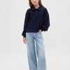 Polo-Sweatshirt aus French Terry mit Spitzenbesatz für Kinder Polo-Sweatshirt aus French Terry mit Spitzenbesatz für Kinder