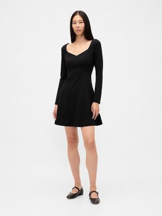 Ponte-Minikleid mit Herzausschnitt und Naht