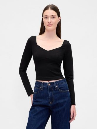 Ponte Sweetheart Crop Top