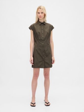 Popeline-Hemdkleid mit Nähten
