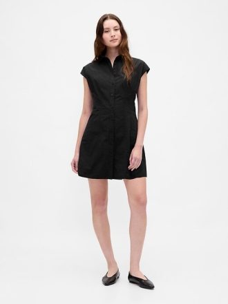 Popeline-Hemdkleid mit Nähten