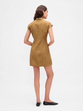 Popeline-Hemdkleid mit Nähten