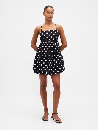 Popeline-Minikleid mit Blasenmuster