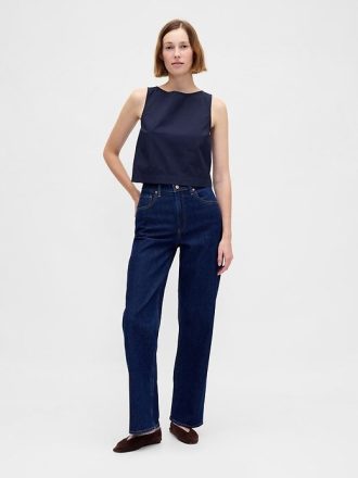 Popeline-Tanktop mit U-Boot-Ausschnitt und Muschelmuster