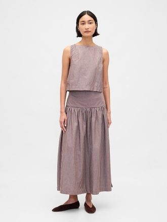 Popeline-Tanktop mit U-Boot-Ausschnitt und Muschelmuster