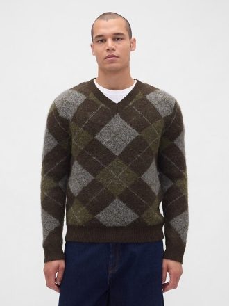 Pullover mit gebürstetem Argyle-Muster