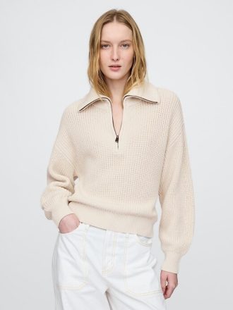 Pullover mit halbem Reißverschluss aus 100 % Baumwolle