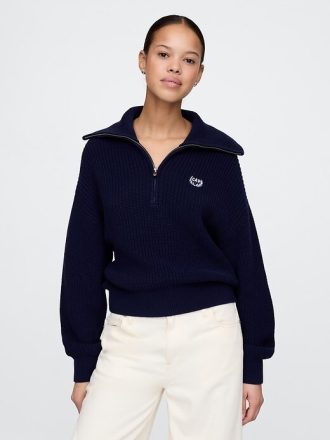 Pullover mit halbem Reißverschluss aus 100 % Baumwolle