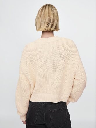 Pullover mit V-Ausschnitt und Shaker-Stich aus 100 % Baumwolle