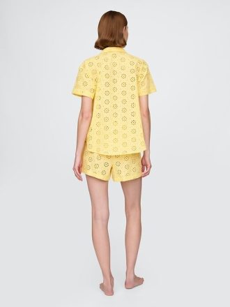 Pyjama-Boxershorts aus Popeline mit Ösen