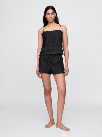 Pyjama-Camisole-Set mit Spitzenbesatz