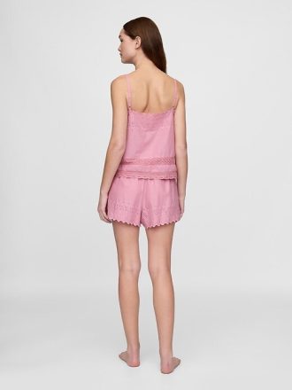 Pyjama-Camisole-Set mit Spitzenbesatz