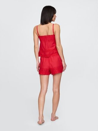 Pyjama-Camisole-Set mit Spitzenbesatz