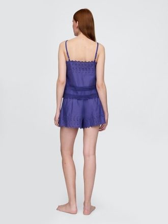 Pyjama-Camisole-Set mit Spitzenbesatz