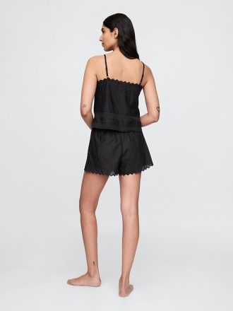 Pyjama-Camisole-Set mit Spitzenbesatz