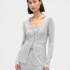 Pyjama-Cardigan mit Mini-Ripp