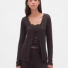 Pyjama-Cardigan mit Mini-Ripp