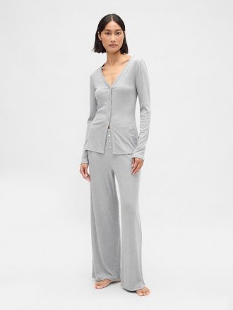 Pyjama-Cardigan mit Mini-Ripp