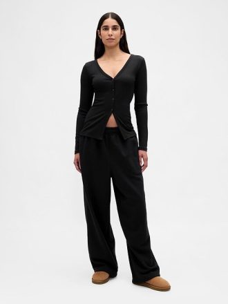 Pyjama-Cardigan mit Mini-Ripp