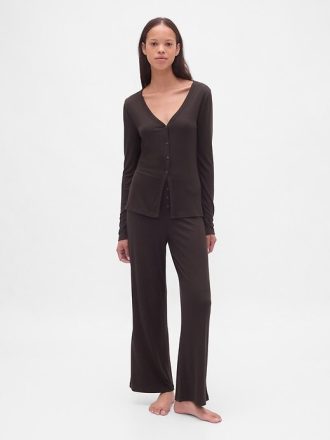 Pyjama-Cardigan mit Mini-Ripp