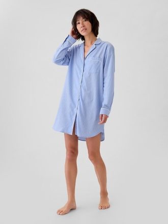 Pyjama-Hemdkleid aus Popeline