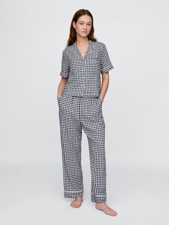Pyjama-Shirt aus Leinenmischung