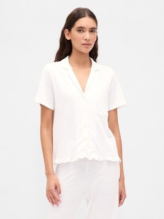 Pyjama-Shirt mit Rüschen
