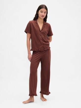 Pyjama-Shirt mit Rüschen