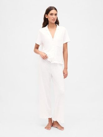 Pyjama-Shirt mit Rüschen