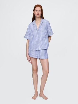 Pyjama-Shorts aus Leinenmischung
