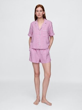 Pyjama-Shorts aus Leinenmischung