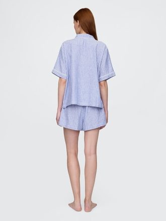 Pyjama-Shorts aus Leinenmischung