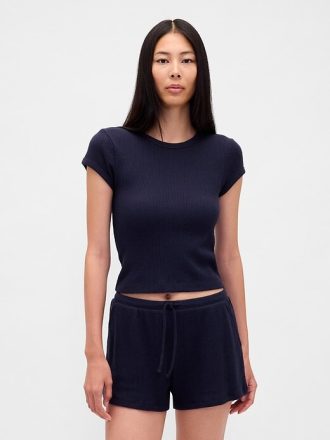 Pyjama-T-Shirt mit Waffelmuster