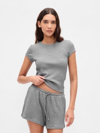 Pyjama-T-Shirt mit Waffelmuster