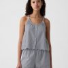 Pyjama-Tanktop aus Popeline mit Ösen Pyjama-Tanktop aus Popeline mit Ösen