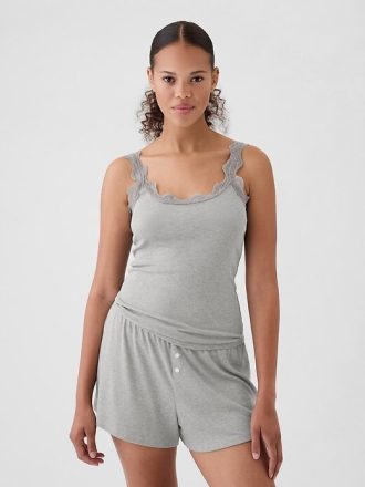 Pyjama-Tanktop mit Mini-Rippspitze