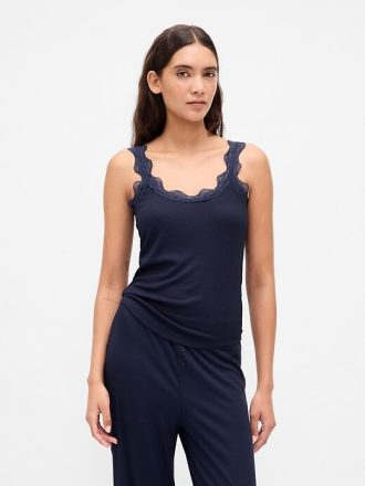 Pyjama-Tanktop mit Mini-Rippspitze