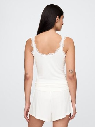 Pyjama-Tanktop mit Mini-Rippspitze