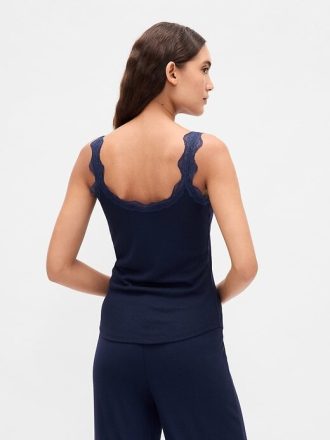 Pyjama-Tanktop mit Mini-Rippspitze