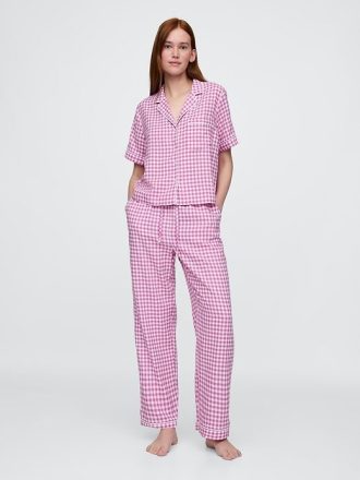 Pyjamahose aus Leinenmischung