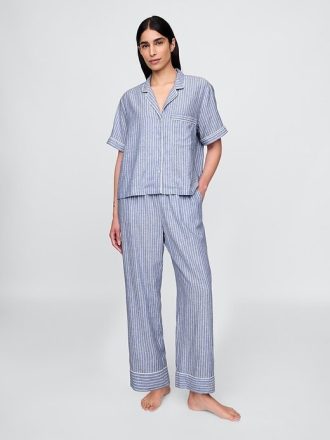 Pyjamahose aus Leinenmischung