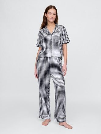 Pyjamahose aus Leinenmischung