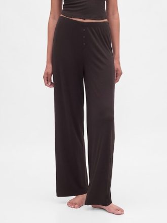 Pyjamahose mit Mini-Ripp und weitem Bein