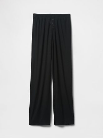 Pyjamahose mit Mini-Ripp und weitem Bein