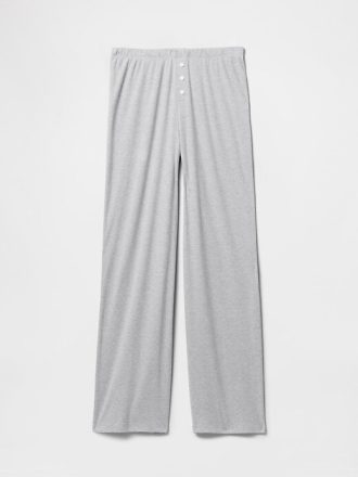 Pyjamahose mit Mini-Ripp und weitem Bein