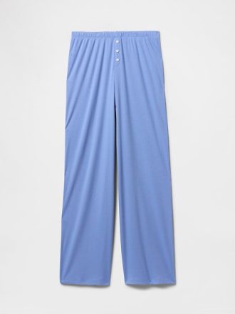 Pyjamahose mit Mini-Ripp und weitem Bein